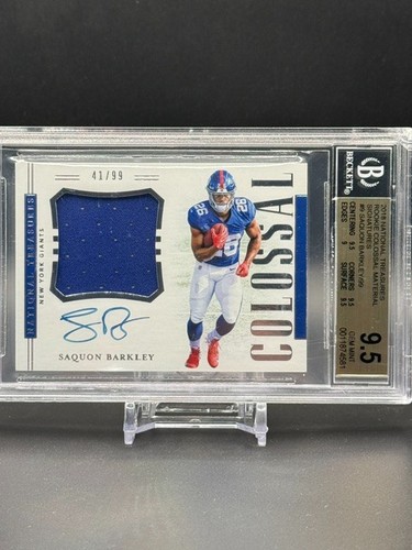 Saquon Barkley 2018 National Treasures Rookie Colossal Signatures card
