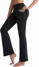 Flare Leggings for Women, Bootcut Yoga Pants with Pockets, Tummy Control Workout