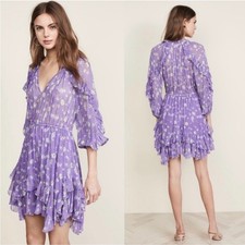 Ulla Johnson Alissa Floral Ruffle Trim Silk Mini Dress