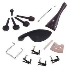 1 Set Ebony Wood 4/4 Violin Bridge Chinrest Endpin Tuners