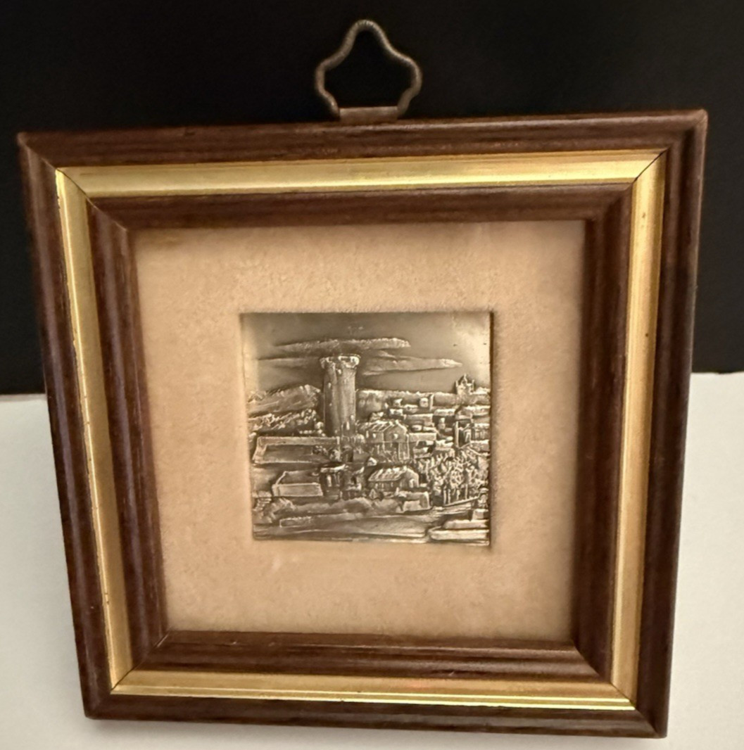 VTG 925 Silver Miniature Framed 3D Embossed Art by Rizzo Orignal Stickers Italy