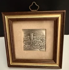 VTG 925 Silver Miniature Framed 3D Embossed Art by Rizzo Orignal Stickers Italy