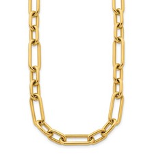 14K Yellow Gold Polished 10mm Paperclip Link Necklace 34"