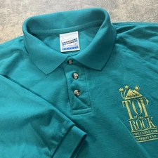 Vintage SCREEN STARS x FotL Polo Shirt Turquoise Top of the Rock Gibraltar XL