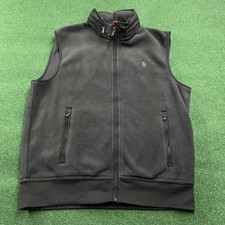 Vintage Polo Ralph Lauren Fleece Vest Mens XL Black 90S Y2K Full Zip Sweater
