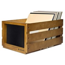 Wood Record Crate - Vinyl Album Storage Holder Box Wooden Case with Chalkboar...