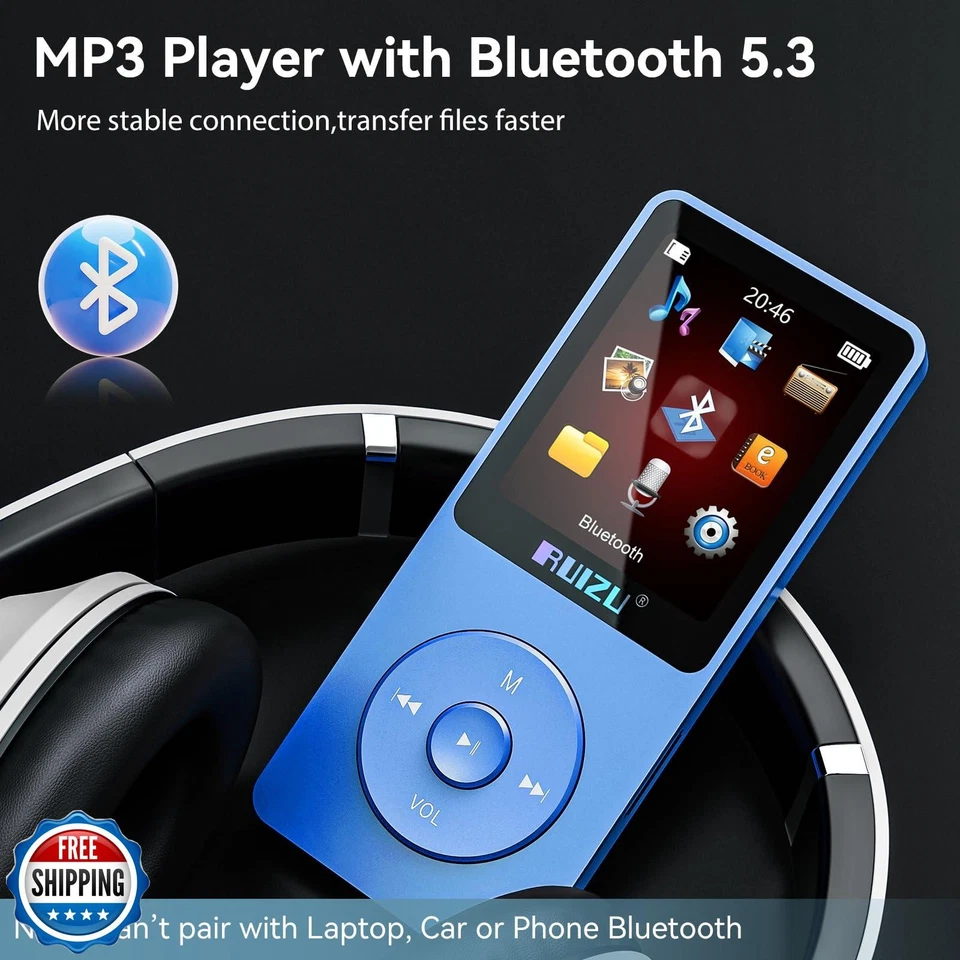 RUIZU 64GB MP3 Player with Bluetooth 5.3, Weight 0.055 lbs, Portable Music Pl - Image 2 of 4