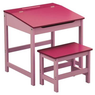 Rosa Kinder Tisch und Stuhl Set Scharnier Deckel Kinderschreibtisch