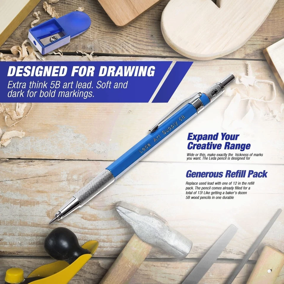 Juego de lápices de dibujo mecánico Leda Art 2,0 mm con recarga de plomo de 12 piezas y 1 Foto 3 de 4