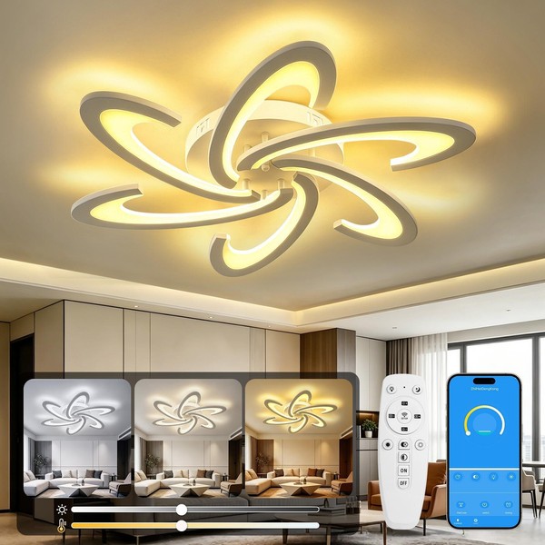 85W Led Deckenleuchte Dimmbar Panel Deckenlampe Mit Fernbedienung Bad Wohnzimmer-image