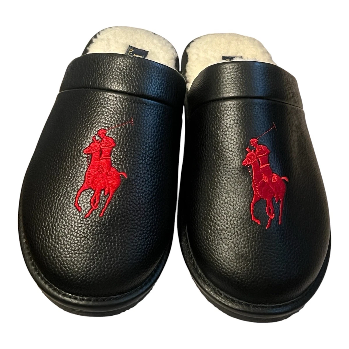Polo Ralph Lauren Men\'s Dezi Polo Pony Slippers Blue with Red Pony Size 10 EUC NWT POLO RALPH LAUREN MEN SLIDE SLIPPER  main image 2