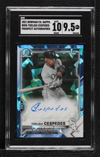 2021 Bowman Sapphire Edition Chrome Prospects Yoelqui Cespedes SGC 9.5 Auto 0u56