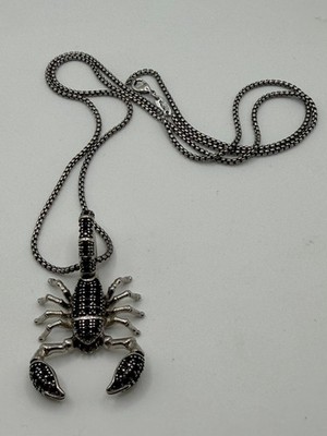  Scorpion Pendant Charm Necklace  Thomas Sabo Style Black Accents