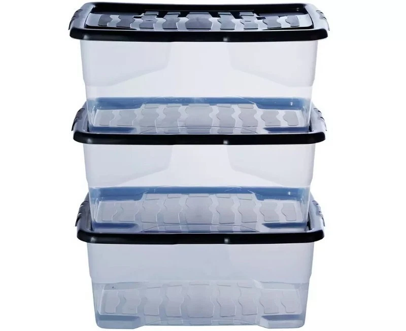 Argos Home Curve 3 x 42L Plastic Boxes With Lid - Clear - Image 3 of 4
