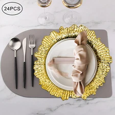 24pcs 13" Chargers Plate Round Gold Salad Reef Plate for Wedding Dinner Decor