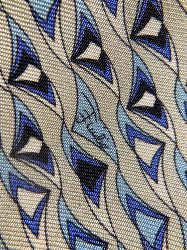 EMILIO PUCCI FIRENZE DE COLECCIÓN PATRÓN ARTÍSTICO CORBATA TRIÁNGULOS PASTEL GRIS ITALIA - Imagen 5 de 17