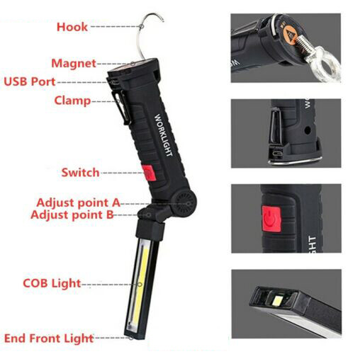 Portable COB LED Work Light Car Garage Mechanic USB Rechargeable Torch Lamp AUS - Bild 4 von 12