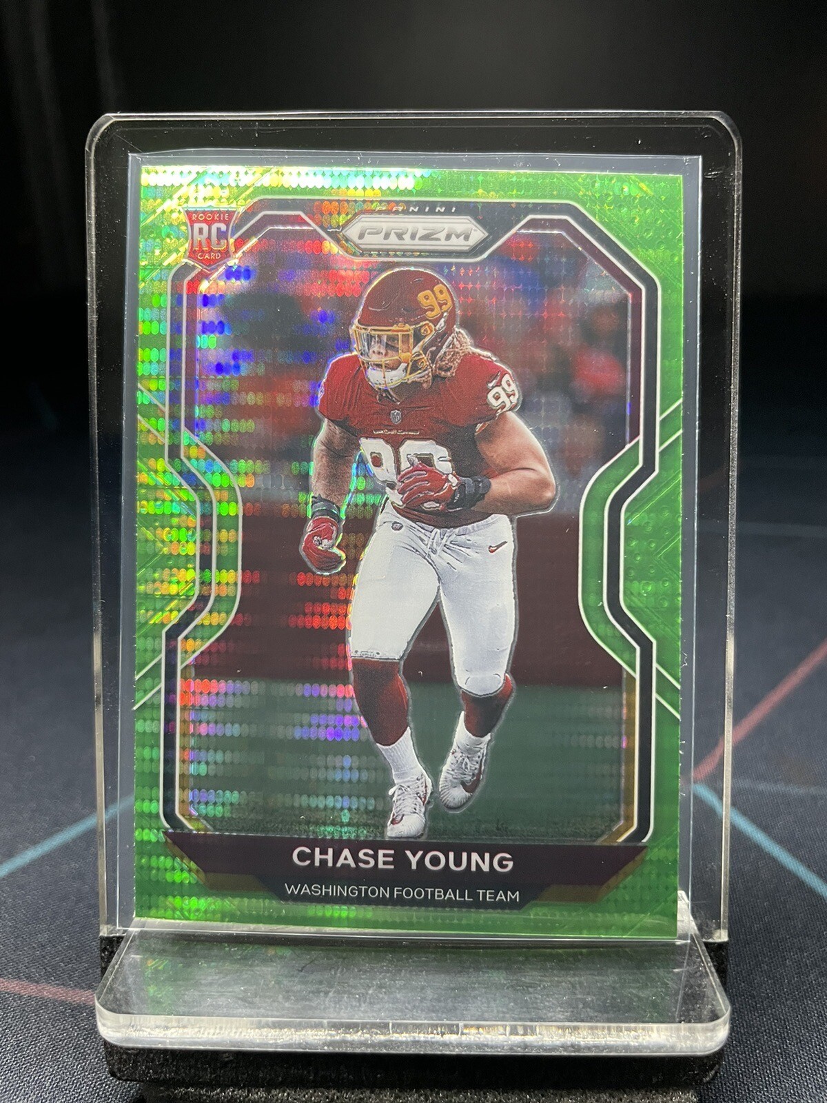 2020 Panini Prizm Rookie Neon Green Pulsar Prizm Chase Young #383 Rookie RC