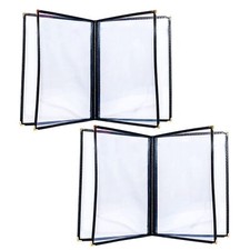 2PCS 8.5 x 11 Inch Triple Fold 8 View Transparent Restaurant Menu Covers Book