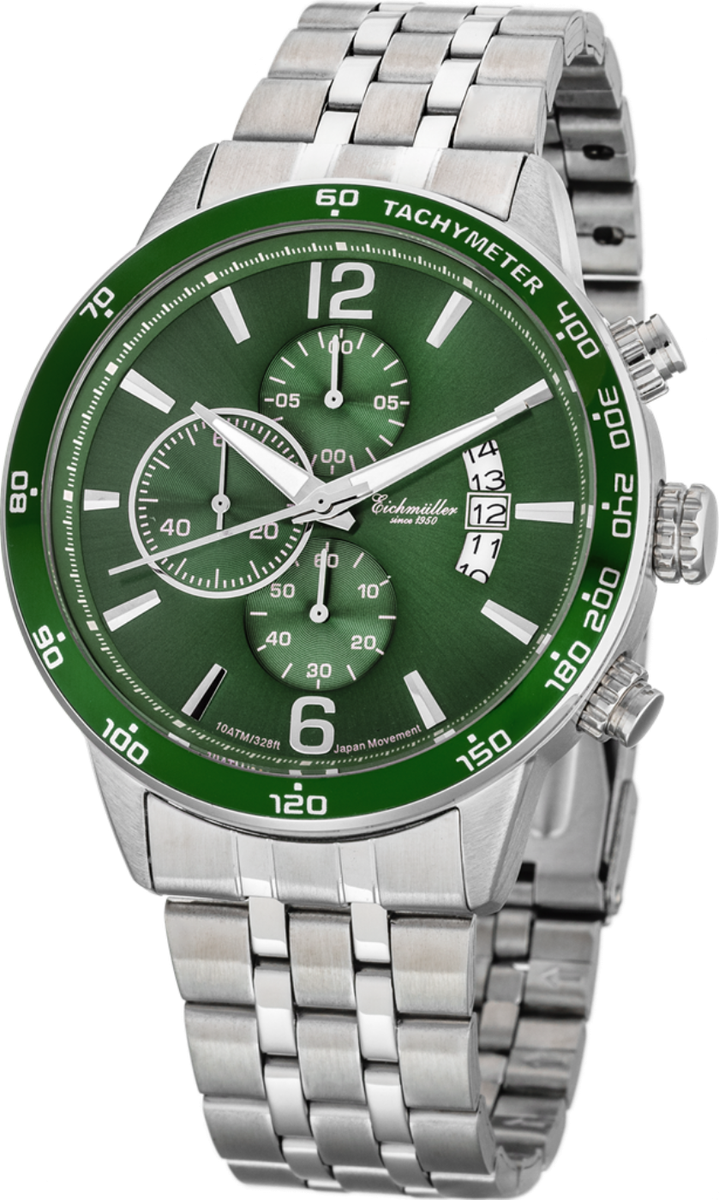 Eichmüller Edelstahl Herrenuhr 10ATM Chrono Sport Uhrwerk TMI VD57  SI-Verschluss