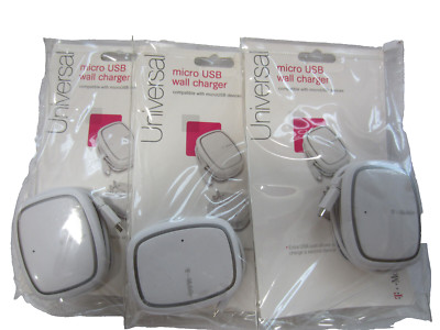 -----LOT OF 3 ----- T-Mobile Universal Micro USB Wall Charger For Smartphone  ..