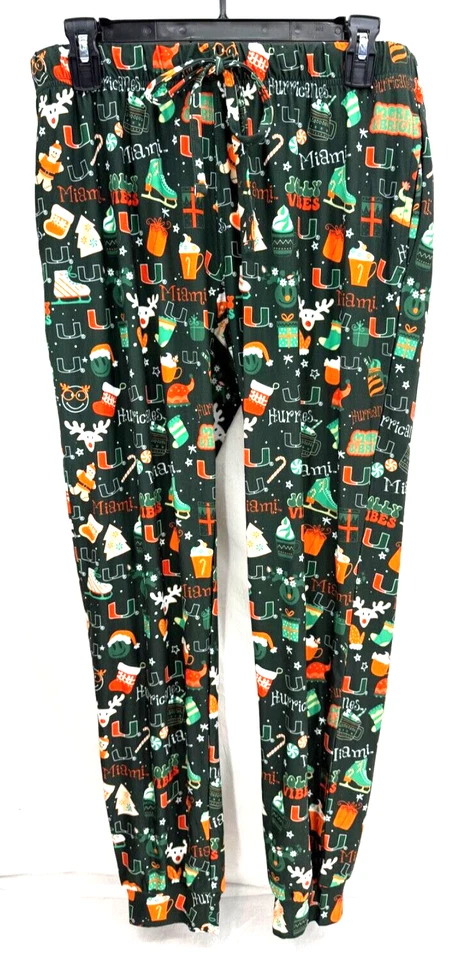 NUEVO Conjunto de pijama para mujer Miami Hurricanes Concepts Sport verde Navidad LS Foto 4 de 4