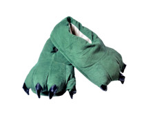 Disfraz de Patas de Dinosaurio Mujer VERDE CÓMODO Zapatillas Antideslizantes Zapatos Talla Med (7-8)