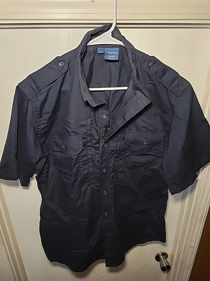 Propper Mens Shirt Uniform Zip Front Size M Polyester Blend Short Sleeve - Image 2 of 3