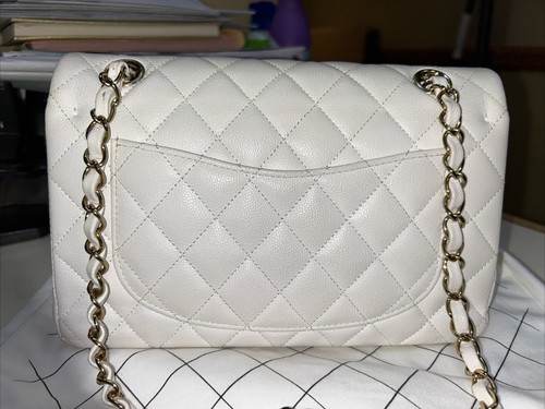 Chanel Quilted Double Flap Small White Caviar Shoulder Handbag GHW - Picture 4 of 14