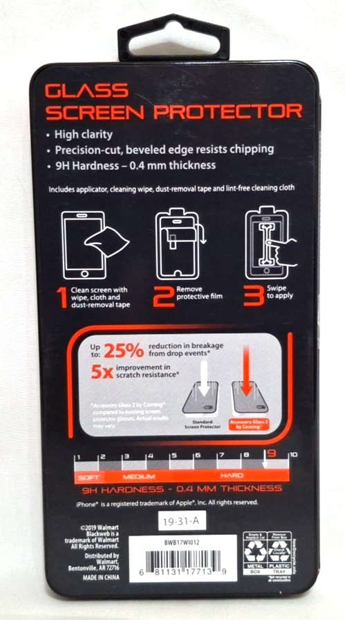 Protector de pantalla de vidrio web negro 2019 teléfono celular iPhone 6 7 8 6S Plus 0,4 mm de grosor Foto 2 de 4