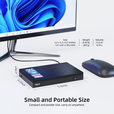 MeLE Quieter3C Fanless Mini PC Windows 11 Pro Celeron N5105 16GB