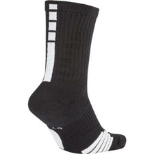 Nike Elite Basketball Crew Socks LARGE Mens 8-12 BLACK, WHITE X7622-013