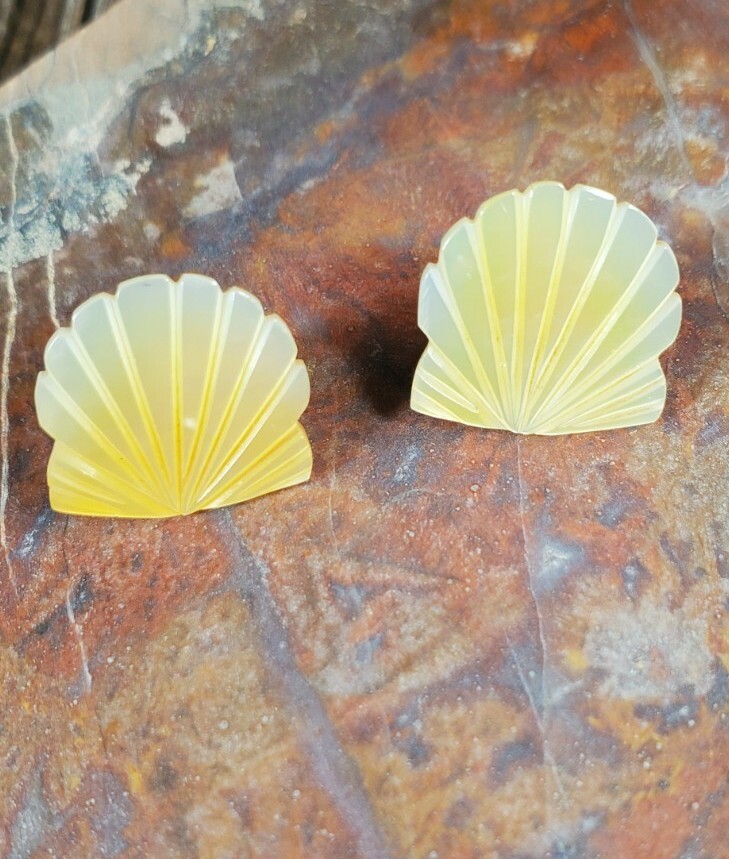 Shell Shaped Genuine Shell Earrings Pierced Post … - image 1