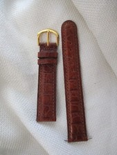 GENUINE leather usa watchstrap watch band strap 18mm dk cognac gold croco grain
