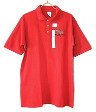 Yazbek Cabo San Lucas Mexico Polo Shirt, Solid Red Cotton Graphic Lizard New Med