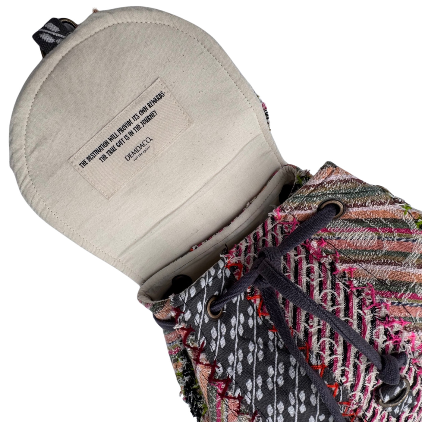 Demdaco Patchwork Backpack Adjustable Strap Boho … - image 7