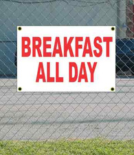 2x3 BREAKFAST ALL DAY Red White Banner Sign NEW Discount Size Price
