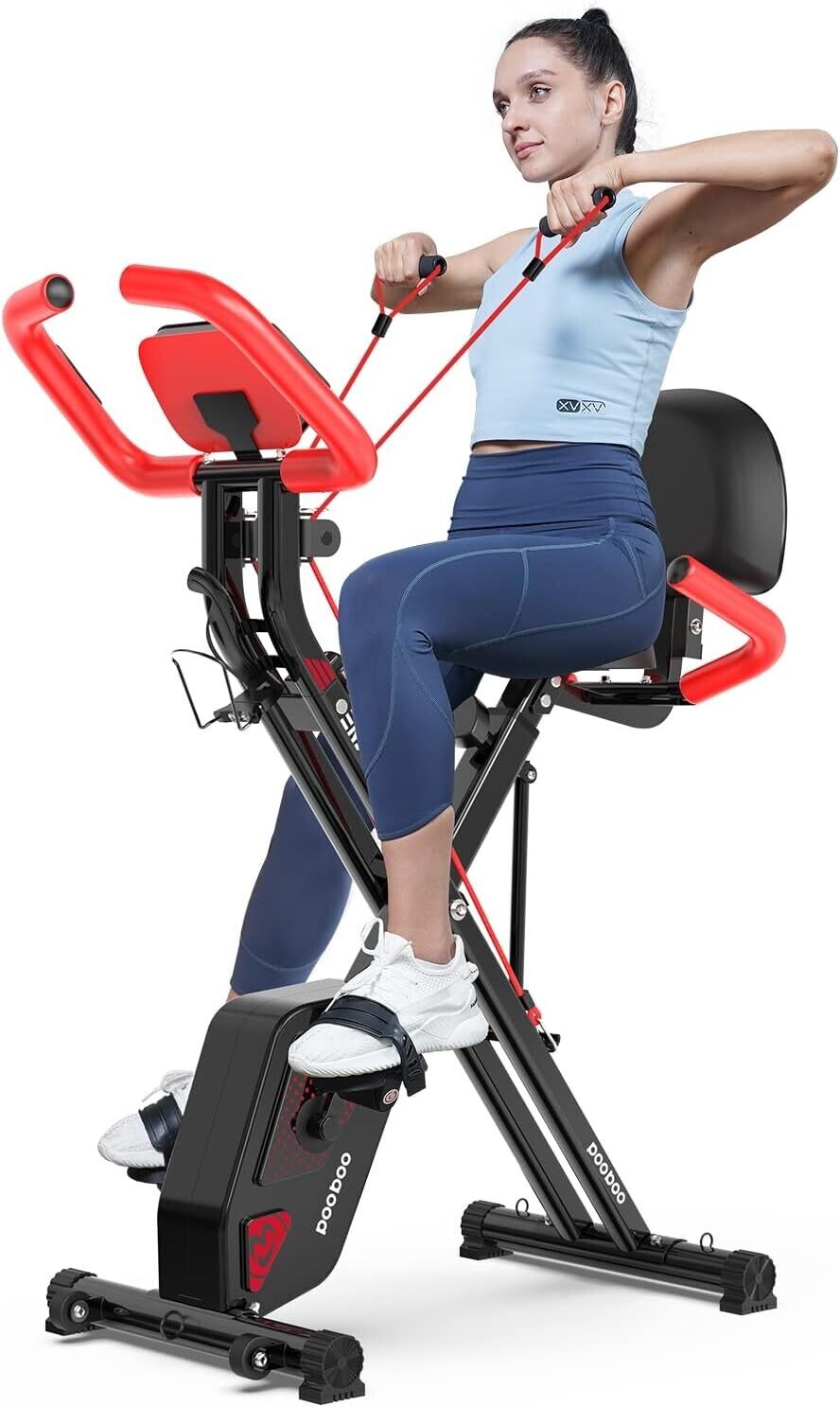 “Folding Magnetic Exercise Bike – 8-Level Resistance, Back Support, Home Gym Wor
