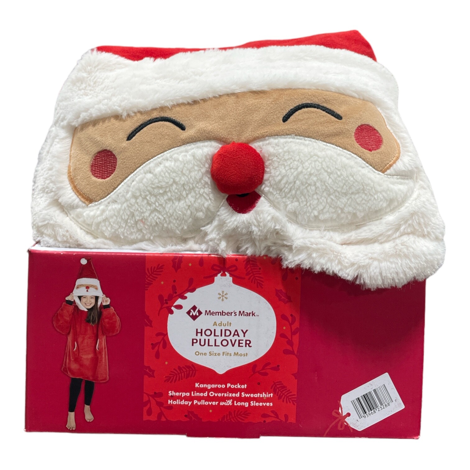 Участники отмечают праздничный пуловер для взрослых с карманом-кенгуру Санта-Клаус 4590₽
