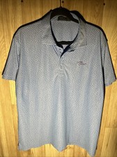 G/Fore Polo Shirt Mens Large Blue Purple Poka Dots Golf Performance Stretch G4