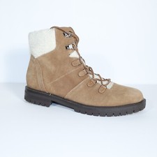 Marc Fisher Size 9M Leather Faux Fur Hiker Boots Lug Sole