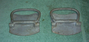 PAIR VINTAGE STANLEY HEAVY DUTY STEEL TRUNK HANDLES, NO HOLES, USA, 1 POUND EACH