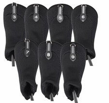 HYBRID HEAD COVERS COMPLETE 3 4 5 6 7 8 9 SET THICK GOLF CLUB BLACK HEADCOVER