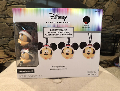 Disney Magic Holiday Blinking Mickey Mouse LED 8-Light String 4982015 New In Box