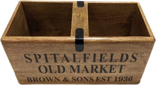 Vintage Style Spitalfields Wooden Boxes Crates Storage Handle Medium Heavy Wood - Picture 2 of 2