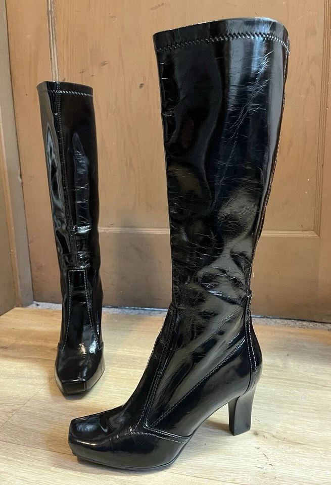 Botas negras Franco Sarto Cindy de cuero sintético para mujer talla 6M/6 1/2 M Foto 4 de 4