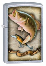 BASS FISHING LURE & HOOK / STREET CHROME ZIPPO LIGHTER / NEW BOX & MADE IN USA