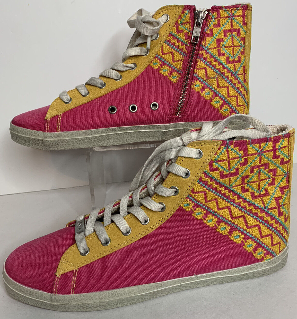 SAOLA Scarpe da tennis alte rosa giallo hip boho sneakers donna 8 Kim & Zozi Kawaii