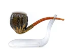 S.Yanik Meerschaum Pipe Handmade Real Gourd Calabash Smoking Pipe Curved Stem