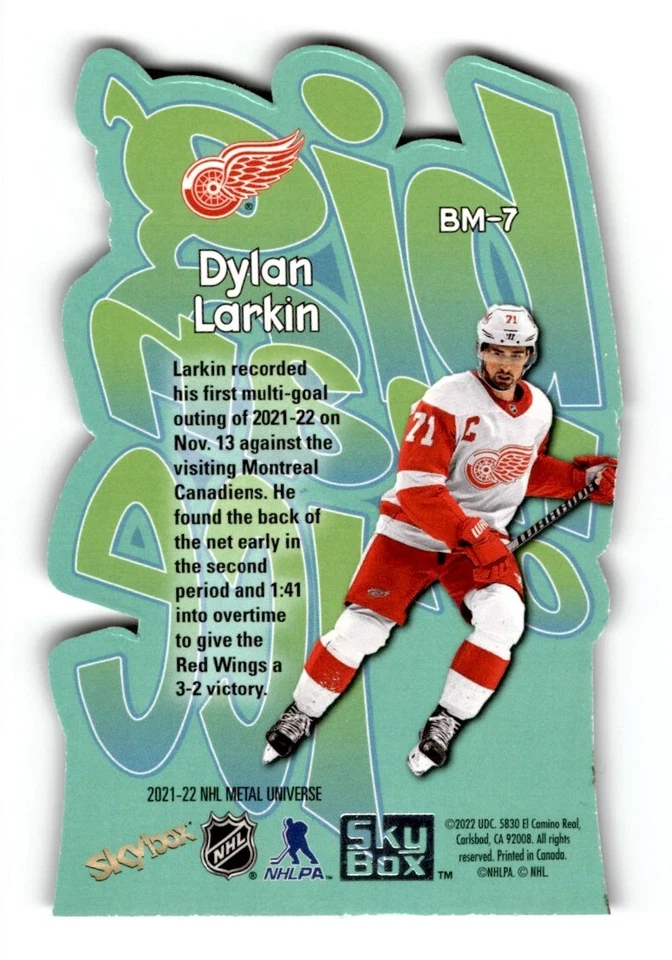 2021-22 Skybox Metal Universe Big Man on Ice Dylan Larkin #BM-7 Detroit Red - Image 2 of 2